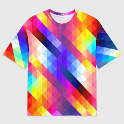 Футболка оверсайз мужская Пиксельная радуга, цвет: 3D-принт