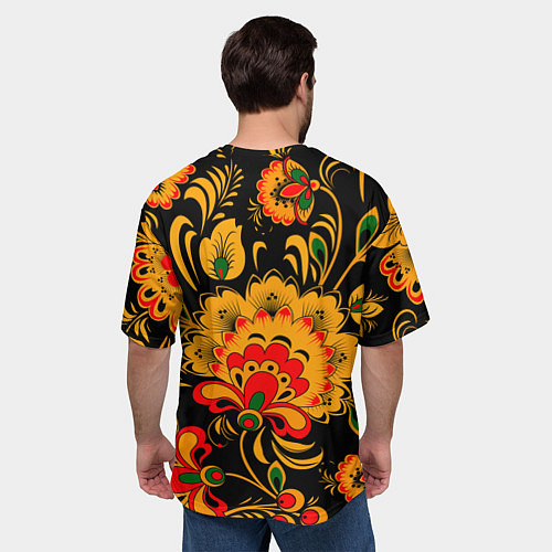 Мужская футболка оверсайз Хохлома / 3D-принт – фото 4