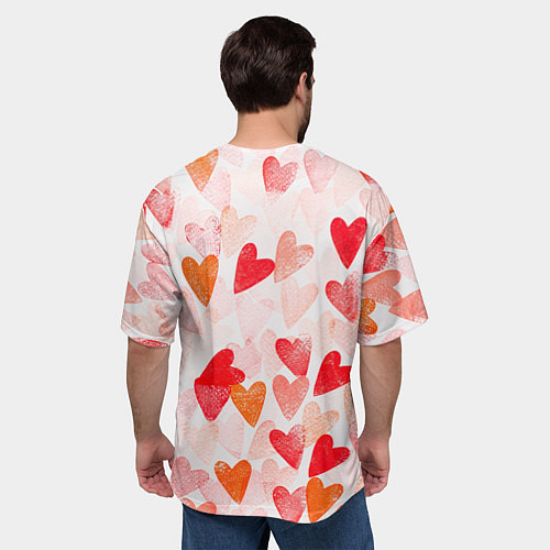 Мужская футболка оверсайз Manizha на фоне сердечек / 3D-принт – фото 4