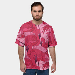 Футболка оверсайз мужская Розовые фламинго, цвет: 3D-принт — фото 2
