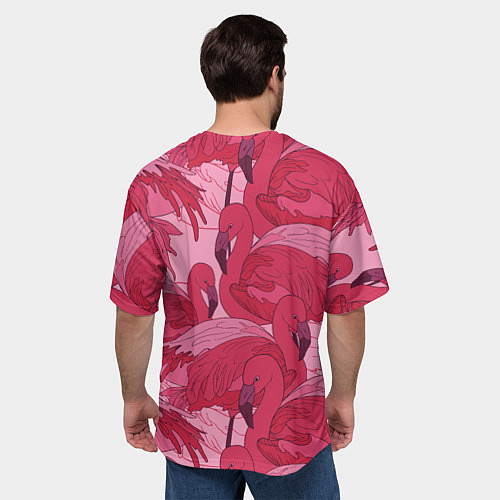 Мужская футболка оверсайз Розовые фламинго / 3D-принт – фото 4