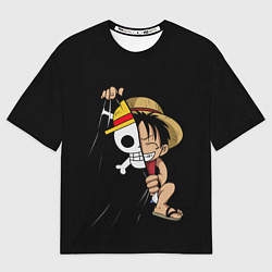 Футболка оверсайз мужская ONE PIECE ЛУФФИ ЧЕРЕП СИМВОЛ, цвет: 3D-принт