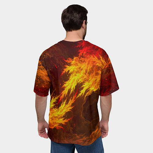 Мужская футболка оверсайз Огненный Лис / 3D-принт – фото 4