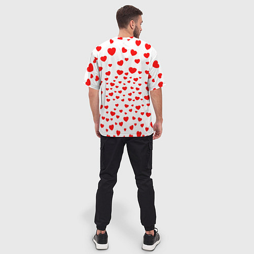 Мужская футболка оверсайз Енот в сердечках / 3D-принт – фото 4