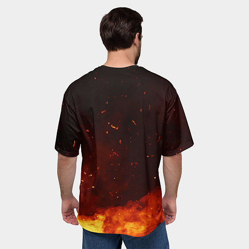 Мужская футболка оверсайз Valheim огненный лого / 3D-принт – фото 4