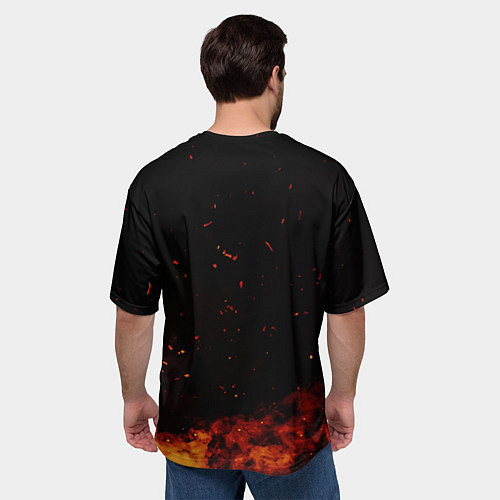 Мужская футболка оверсайз Valheim символ черепа / 3D-принт – фото 4