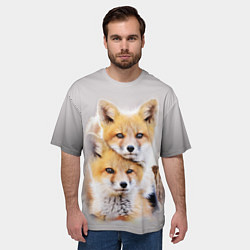 Футболка оверсайз мужская Лисята, цвет: 3D-принт — фото 2