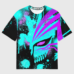 Футболка оверсайз мужская БЛИЧ МАСКА ПУСТОГО НЕОН, цвет: 3D-принт