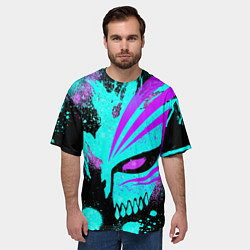 Футболка оверсайз мужская БЛИЧ МАСКА ПУСТОГО НЕОН, цвет: 3D-принт — фото 2