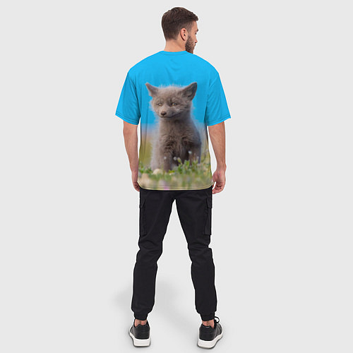 Мужская футболка оверсайз Смешной лисенок / 3D-принт – фото 4