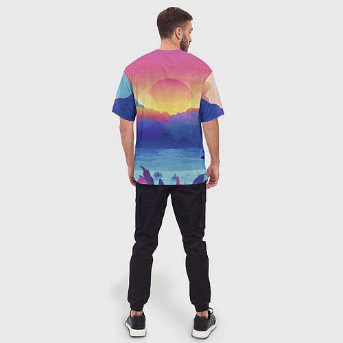 Мужская футболка оверсайз Красочные Горы / 3D-принт – фото 4