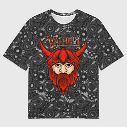 Мужская футболка оверсайз Valheim красный викинг