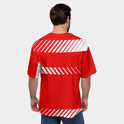 Мужская футболка оверсайз PORSCHE ПОРШЕ RED STYLE / 3D-принт – фото 4