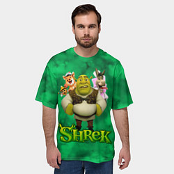 Футболка оверсайз мужская Шрек, Осел, Пиннокио и свин, цвет: 3D-принт — фото 2