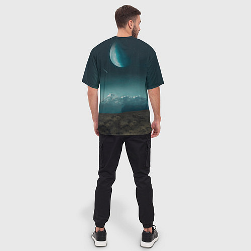 Мужская футболка оверсайз Космос в горах / 3D-принт – фото 4