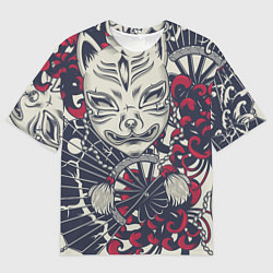 Футболка оверсайз мужская Кицунэ Маска лисы Z, цвет: 3D-принт
