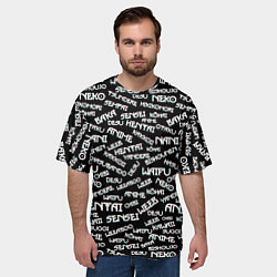 Футболка оверсайз мужская Anime phrases, цвет: 3D-принт — фото 2