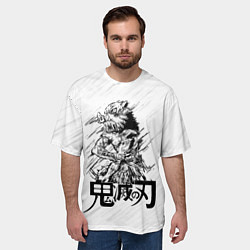 Футболка оверсайз мужская Иноске Хашибира Kimetsu no Yaiba, цвет: 3D-принт — фото 2