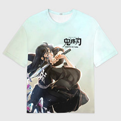 Футболка оверсайз мужская Муичиро Токито Kimetsu no Yaiba, цвет: 3D-принт