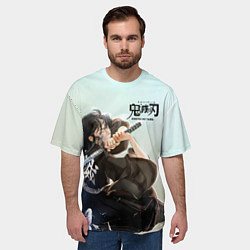 Футболка оверсайз мужская Муичиро Токито Kimetsu no Yaiba, цвет: 3D-принт — фото 2