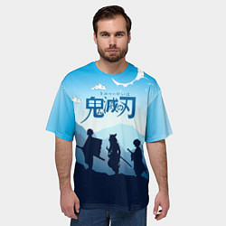 Футболка оверсайз мужская Клинок, рассекающий демонов в горах, цвет: 3D-принт — фото 2