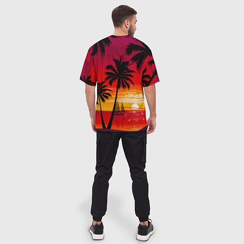 Мужская футболка оверсайз Гавайский закат / 3D-принт – фото 4