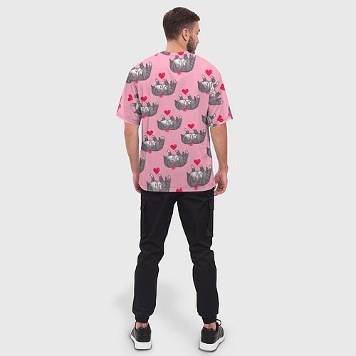 Мужская футболка оверсайз Пиксельные котики / 3D-принт – фото 4