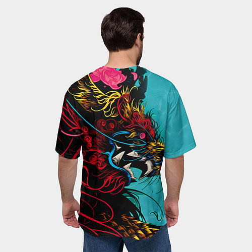 Мужская футболка оверсайз Дракон Dragon / 3D-принт – фото 4