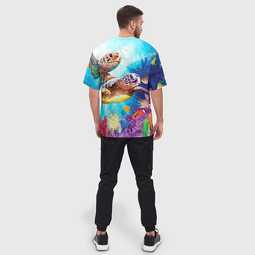 Мужская футболка оверсайз Морские черепахи / 3D-принт – фото 4