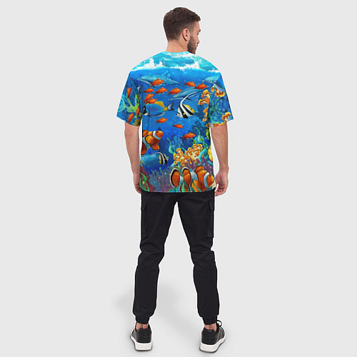 Мужская футболка оверсайз Коралловые рыбки / 3D-принт – фото 4