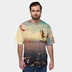 Футболка оверсайз мужская Чайки на воде, цвет: 3D-принт — фото 2