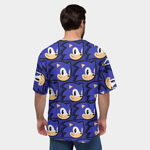 Мужская футболка оверсайз Sonic pattern / 3D-принт – фото 4