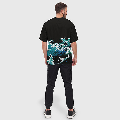 Мужская футболка оверсайз Корабль на Волнах Кракен / 3D-принт – фото 4