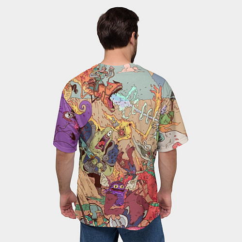 Мужская футболка оверсайз MONSTER WAR СЮРРЕАЛИЗМ / 3D-принт – фото 4