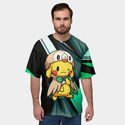 Футболка оверсайз мужская Пикачу в костюме совы, цвет: 3D-принт — фото 2