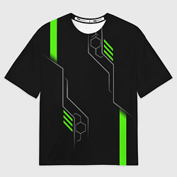Мужская футболка оверсайз ФУТУРИСТИЧНАЯ БРОНЯ ЗЕЛЕНАЯ