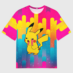 Мужская футболка оверсайз Уставший Пикачу