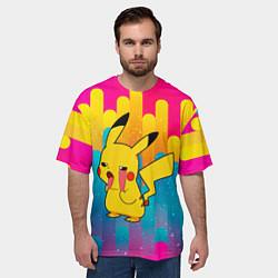 Футболка оверсайз мужская Уставший Пикачу, цвет: 3D-принт — фото 2