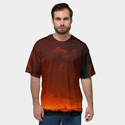 Футболка оверсайз мужская Кровавый закат, цвет: 3D-принт — фото 2