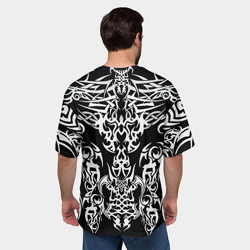 Мужская футболка оверсайз ТАТУ ЧЕРНО БЕЛОЕ УЗОР / 3D-принт – фото 4
