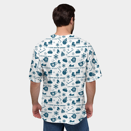 Мужская футболка оверсайз Зимние виды спорта / 3D-принт – фото 4