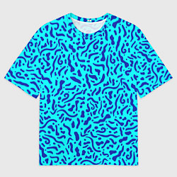 Футболка оверсайз мужская Неоновые синие узоры, цвет: 3D-принт