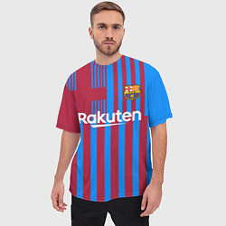 Футболка оверсайз мужская Домашняя форма ФК «Барселона», цвет: 3D-принт — фото 2