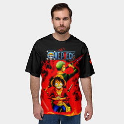 Футболка оверсайз мужская Зоро и Луффи в огне One Piece, цвет: 3D-принт — фото 2