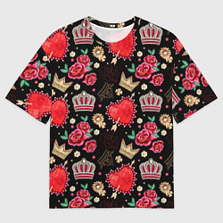 Футболка оверсайз мужская Корона и розы, цвет: 3D-принт