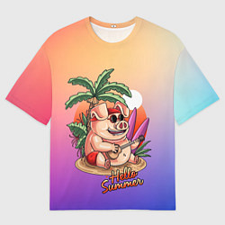 Мужская футболка оверсайз Hello summer