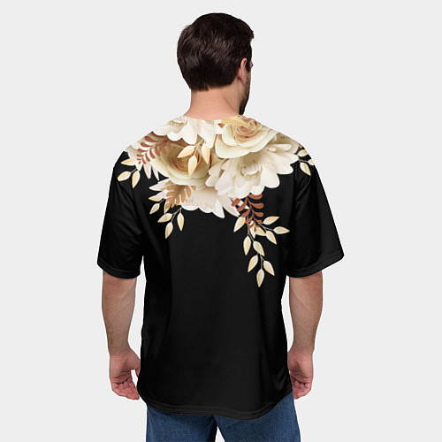 Мужская футболка оверсайз Золотые Цветы / 3D-принт – фото 4