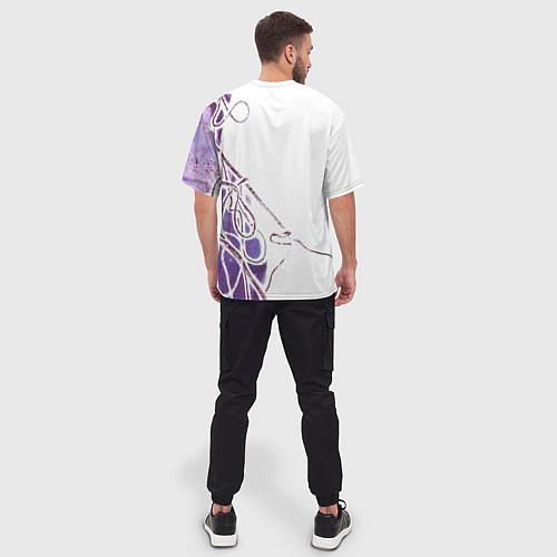 Мужская футболка оверсайз Фиолетовые нити / 3D-принт – фото 4