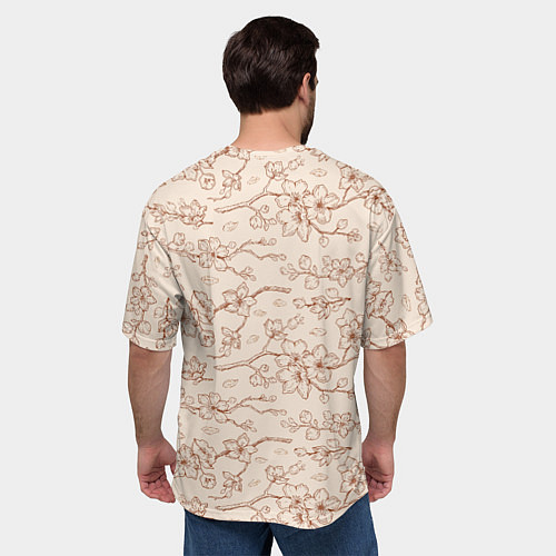 Мужская футболка оверсайз Китайский Дракон и Сакура / 3D-принт – фото 4