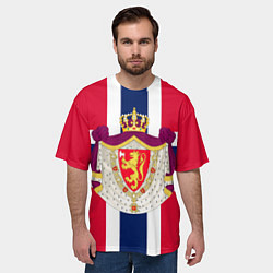 Футболка оверсайз мужская Норвегия Флаг и герб Норвегии, цвет: 3D-принт — фото 2